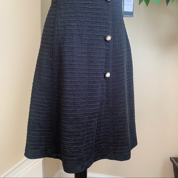 Karl Lagerfeld Pearl Button Textured A-Line Dress Black Sz 6 - Picture 6 of 16